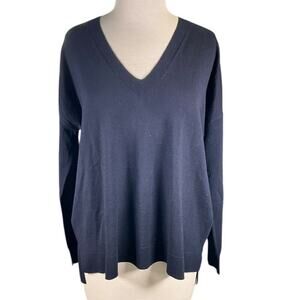 J.Crew 100% Merino Wool Oversized V-Neck Sweater – Navy –Size Small Fall/Winter